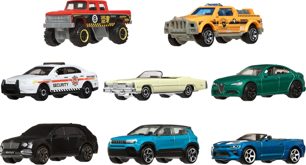 Matchbox Toy Cars or Trucks 8-Pack, Set of 8 Die-Cast 1:64 Scale Vehicles, Theme