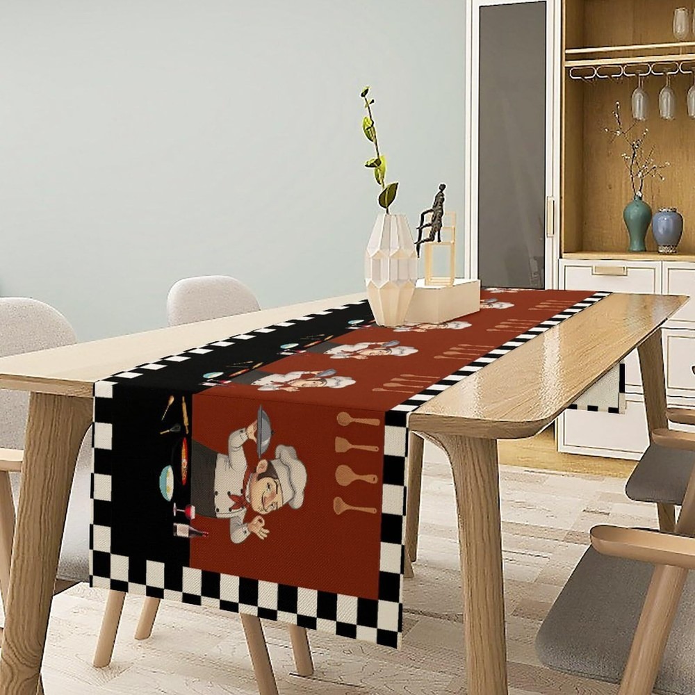 Kitchen Chef Table Runner for Kitchen Dining Thanksgiving Christmas Baby Wedd...