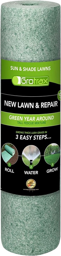 2pk - Growtrax Grass Seed Mat, Year Round Green - 100 Sq Ft Big Rolls