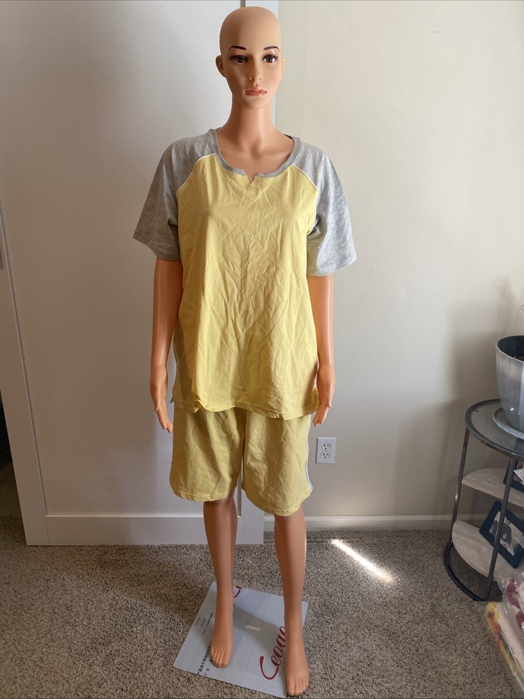 100% Cotton NEW  2 pc pajama set  Knee Length Bottom  /SLEEPWEAR Size 3x