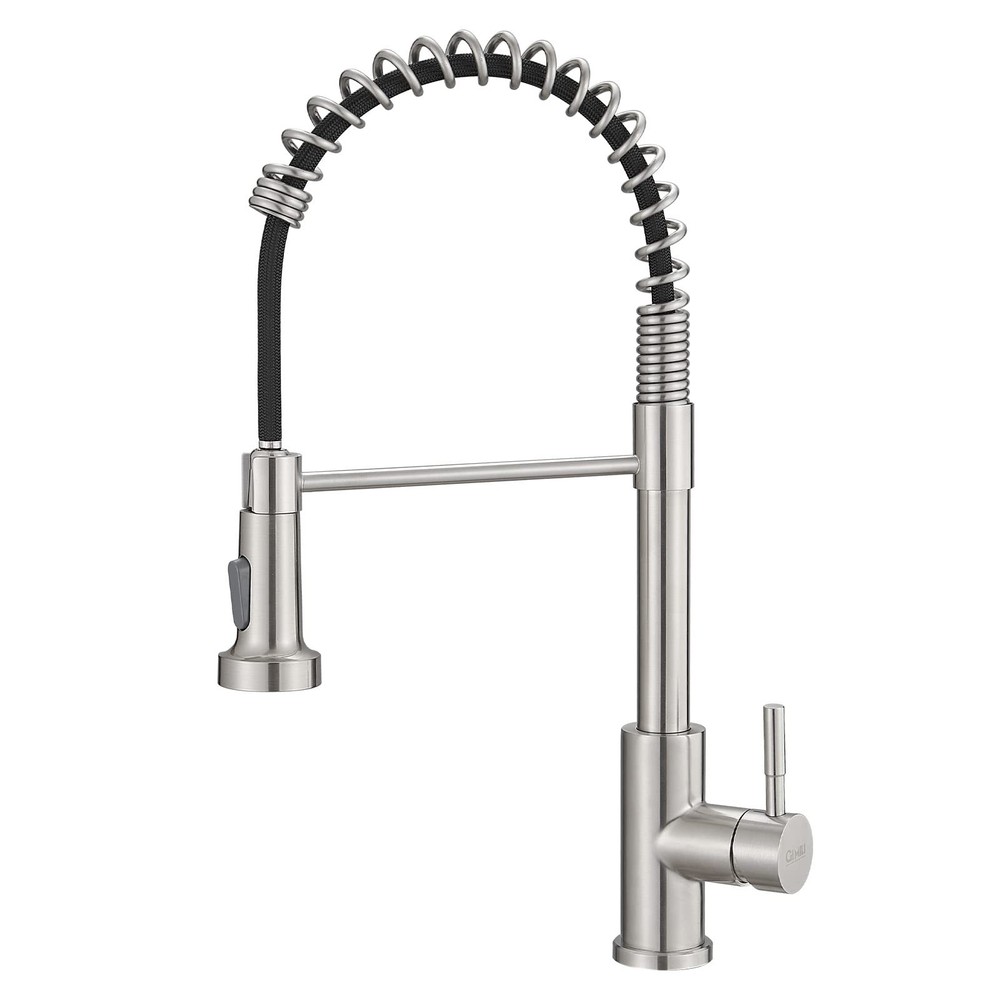 Stainless Steel Single Hole Kitchen Faucet with Pull Down Sprayer