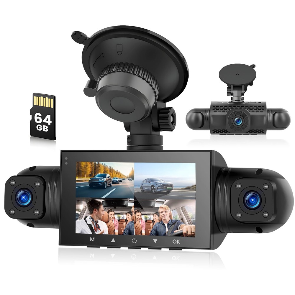 4 Channel Dash Cam, 360 Dash Camera FHD 1080Px4 Front and Rear Inside Left Ri...