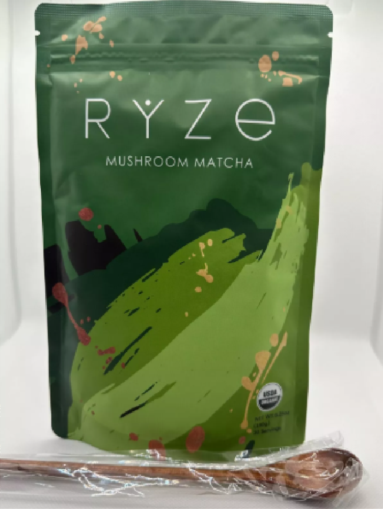 Ryze Organic Mushroom Matcha Coffee with Lion's Mane - 30 Servings, Free Spoon & US Shipping