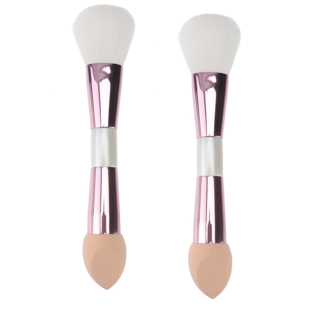 2-Piece Double-Ended Blush Brush Set for Cheeks, Portable Makeup Tools