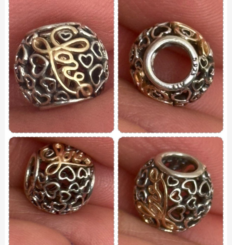 Authentic Retired Pandora Two-Toned Love Charm
