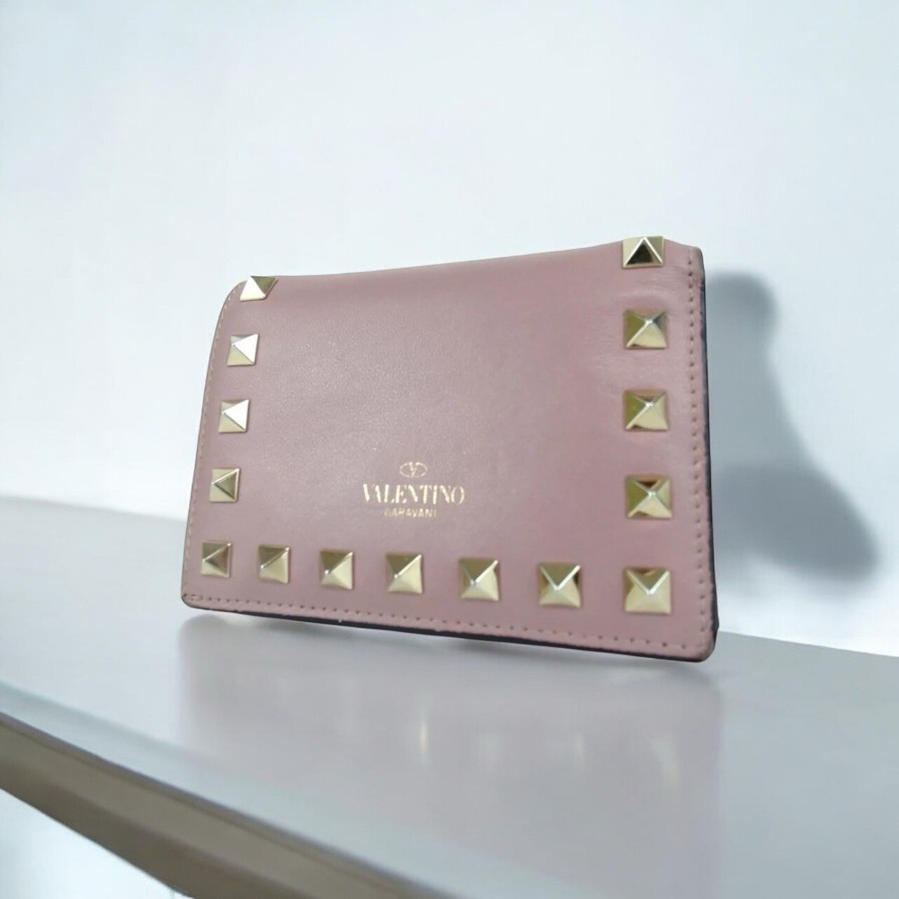 VALENTINO GARAVANI Rockstud Leather Compact Bifold Wallet