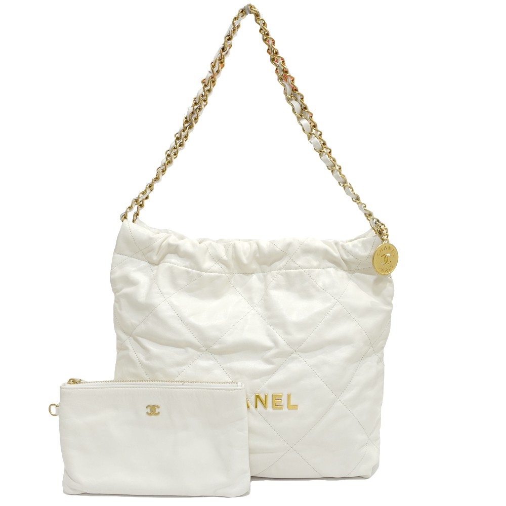 Chanel 22 Shoulder Bag Shiny Calfskin Gold Hardware AS3261