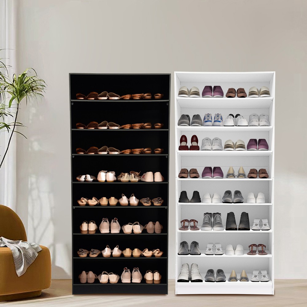 White/Black Shoe Storage Cabinet Freestanding 8 Tier Shoe Organizer Dustproof