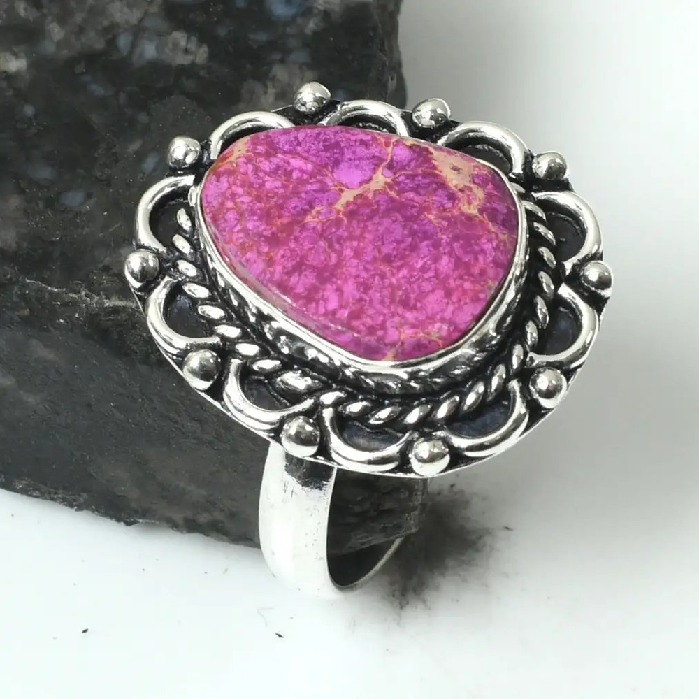 Sea Sediment Jasper Gemstone Ethnic Handmade Ring Jewelry US Size-9.25 AR 82235