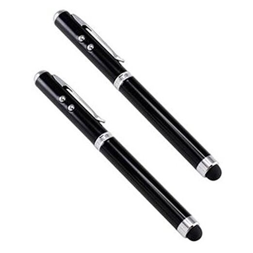 4-in-1 Universal Stylus Pen 2-Pack with Ballpoint Tips Black