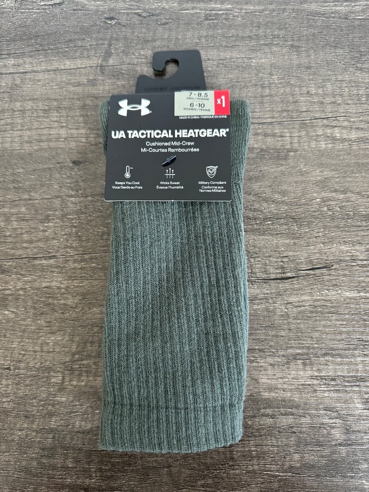 Under Armour Tactical Heatgear Cushioned Mid Crew Socks for Men and Women, Multiple Sizes Available