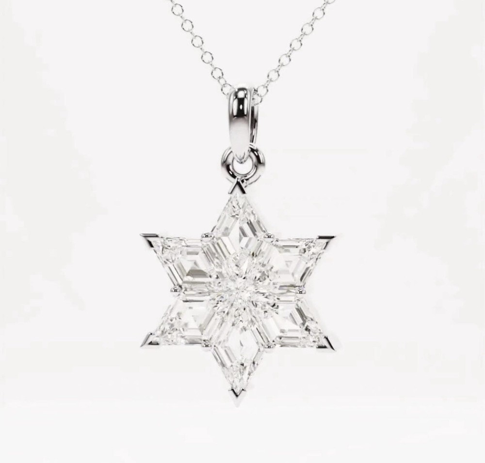 Lab Diamond Star of David Necklace