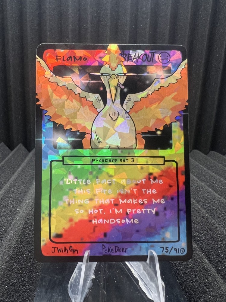 Flamo (Moltres) 75/91 - Cracked Ice Holo - Pokederp Set 3 Fan Art - Pokemon