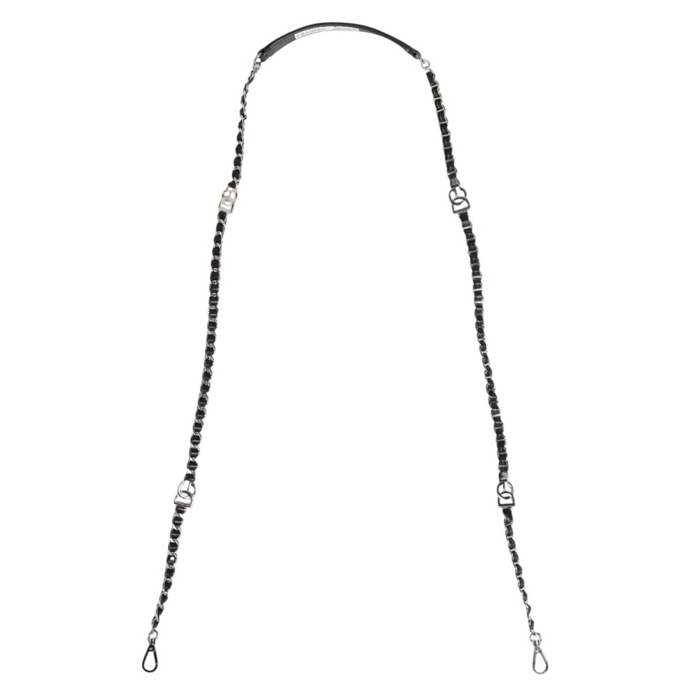 DOLCE & GABBANA Shoulder Strap Black Leather DG Logo Chain Bag Accessory $2450