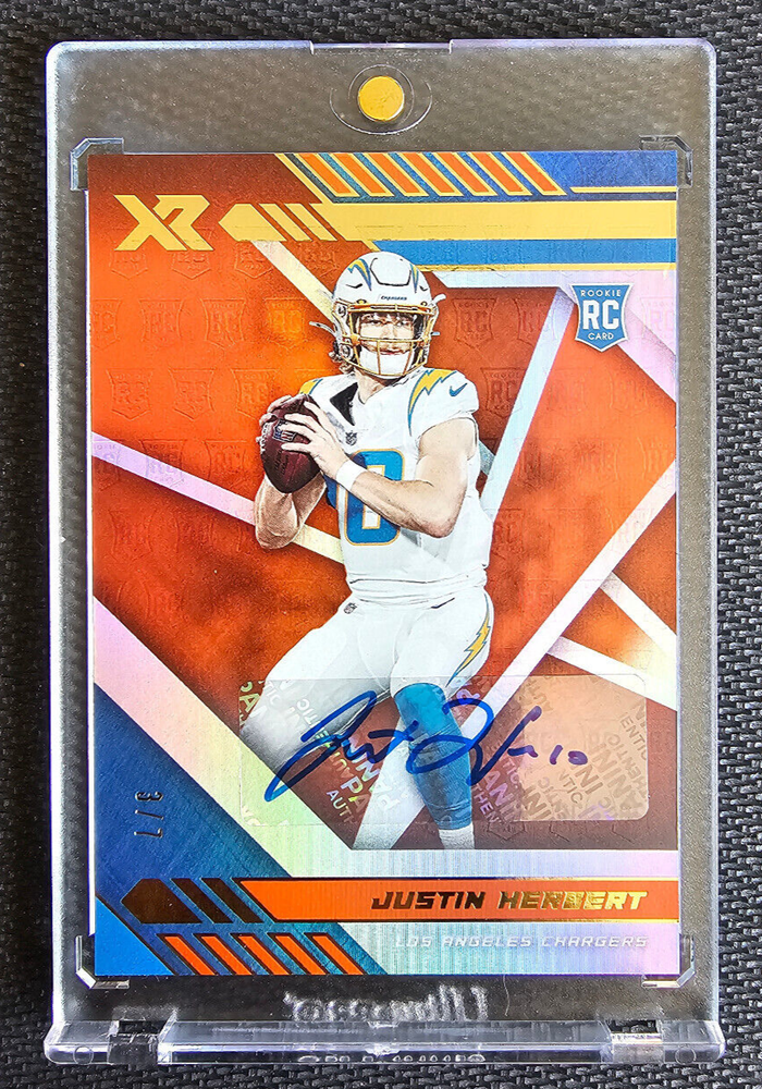 2020 Panini XR Justin Herbert #103 Orange Rookie Autograph /7 AU RC