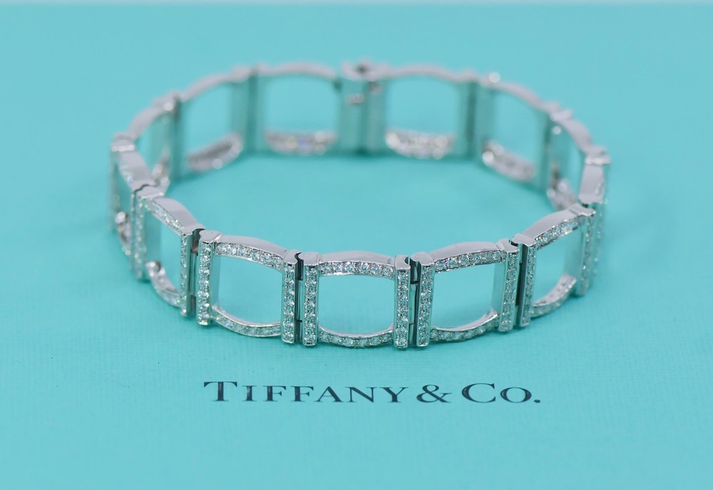 Tiffany & Co Platinum Diamond Tennis Bracelet Elegant Luxury