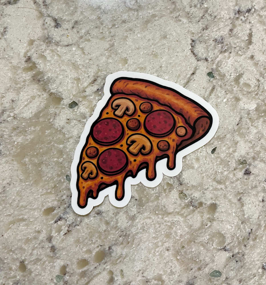 Pizza Slice Sticker l Gloss or Holographic Laminate l Waterproof Decal