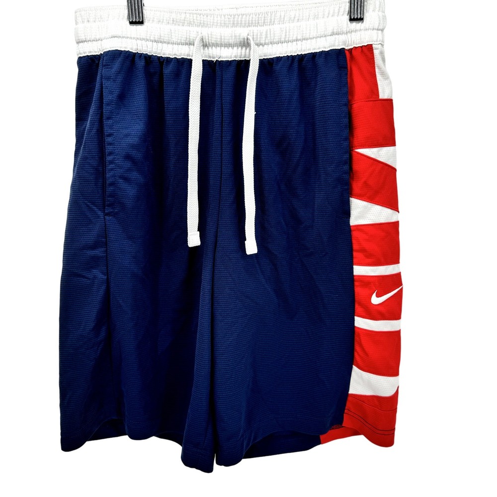 Nike Basketball Shorts Mens Small Blue Red White Dri Fit Flex Elastic Waist