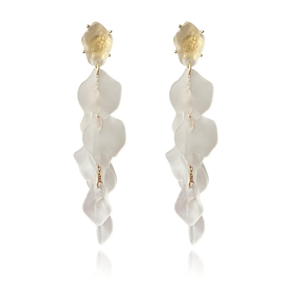 Acrylic Petal Dangle Earrings Long Drop Rose Flower Earrings for Women Fashio...