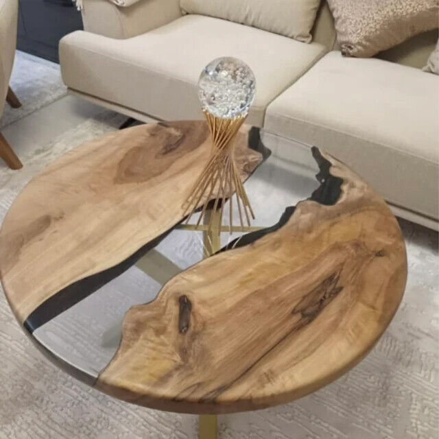 Clear Epoxy Resin Coffee Side Table Top, Hallway Interior Epoxy Furniture Decors