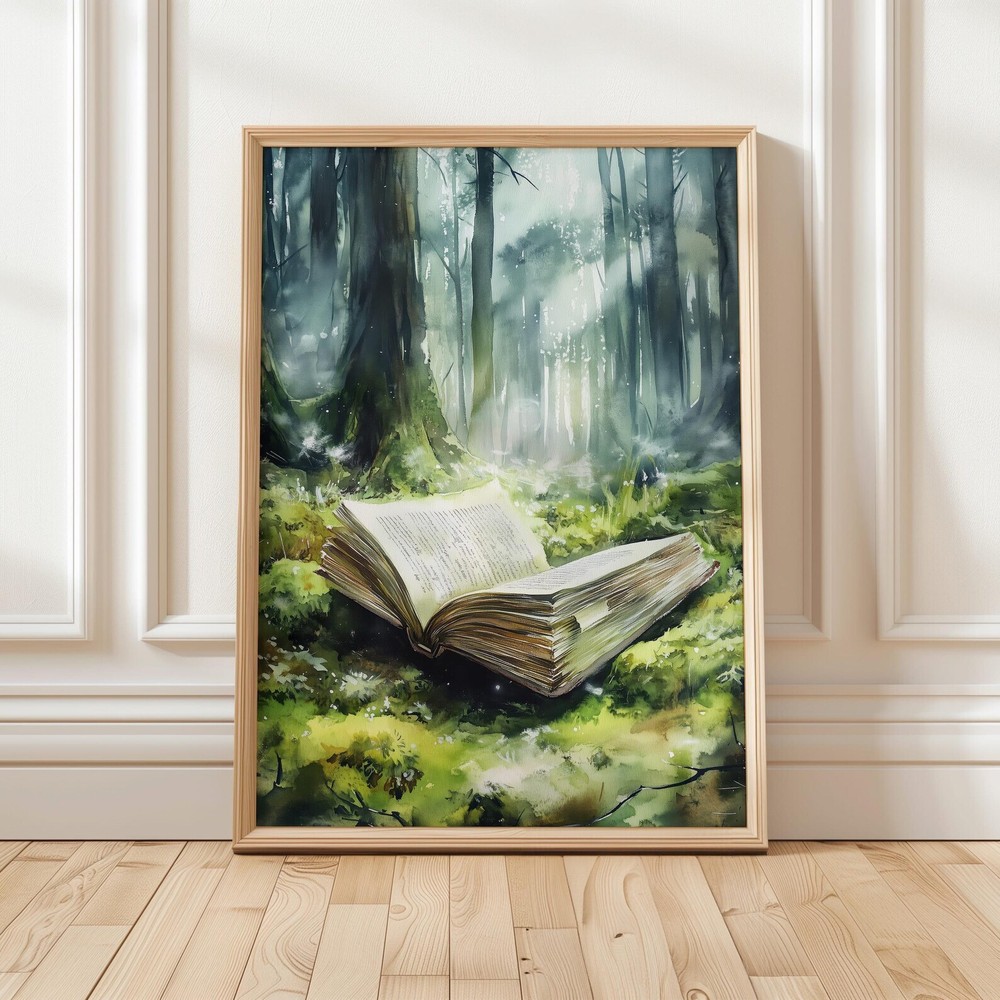Forest Fantasy Book Art Print  Magical Book Lover Wall Decor  Enchanted