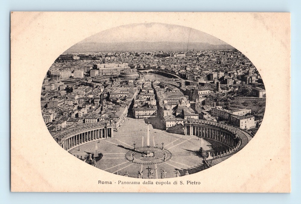 Birdseye View St Peter  Panorama dalla cupola di S Pietro Rome Italy Postcard B8