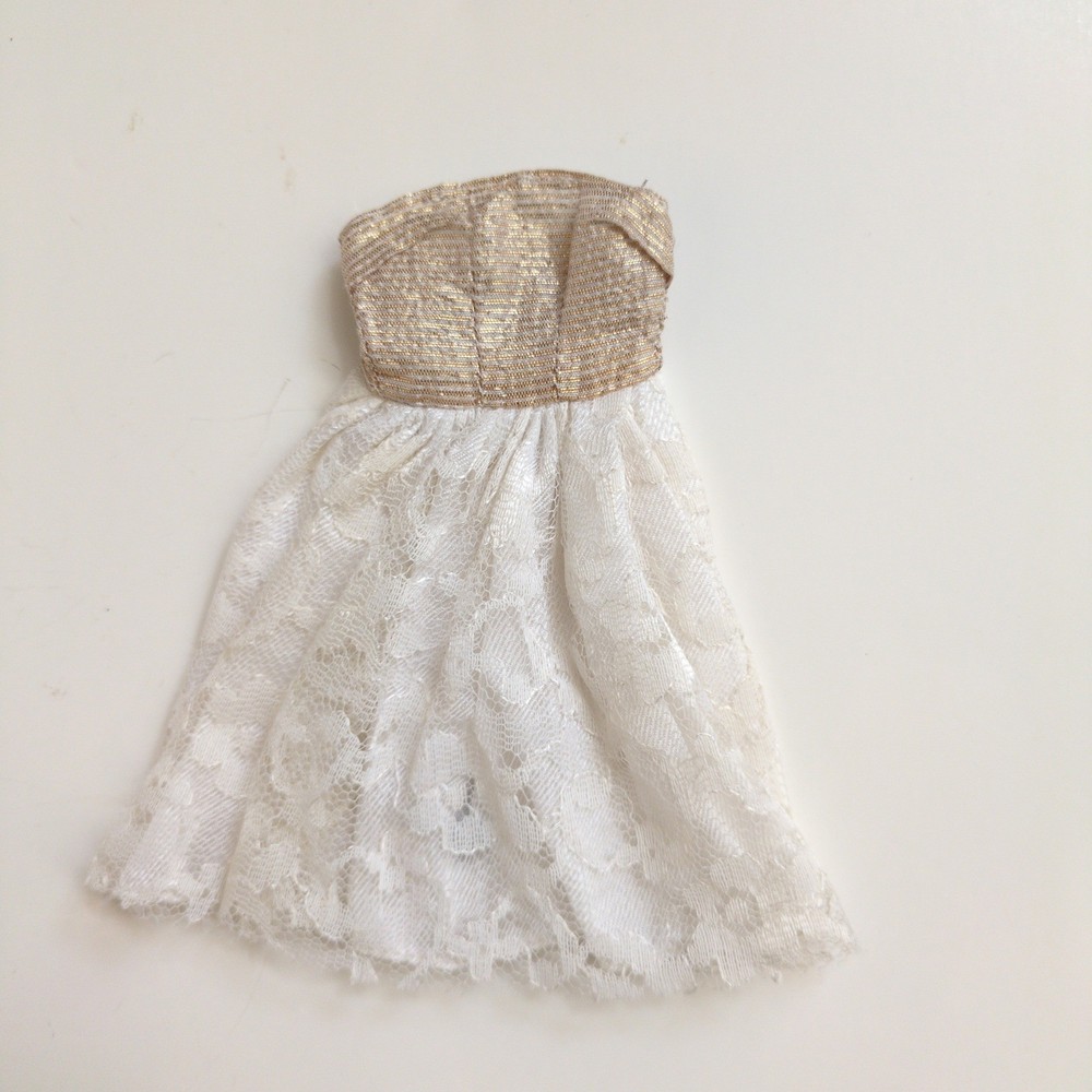Vintage Fab-Lu Babs Dress Barbie Clone Gold Lace Metallic Gown Hong Kong