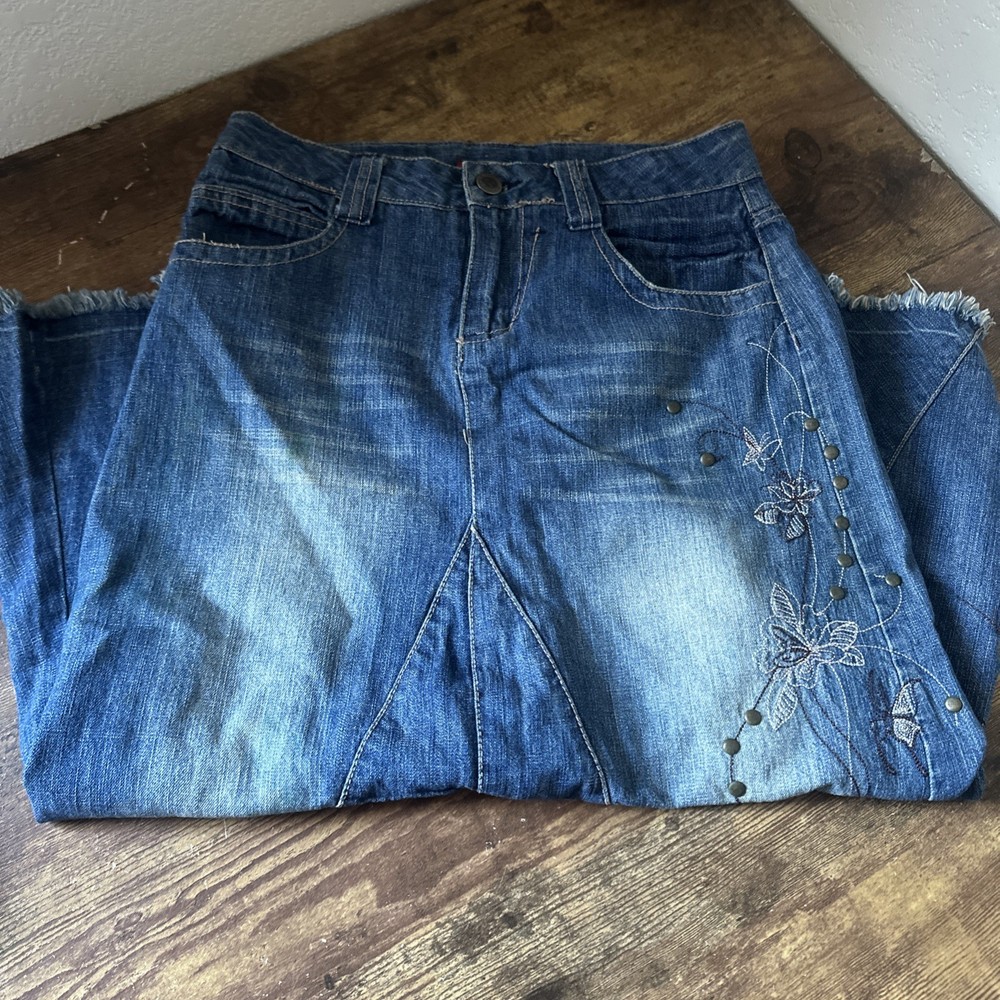 Vintage Y2K Faded Glory Denim Skirt Size 12