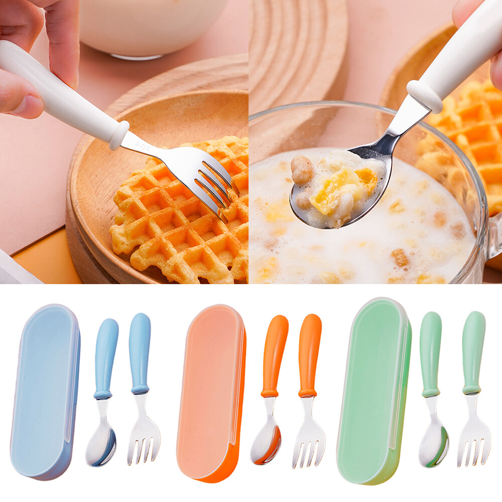 Baby Tableware Stainless Steel Toddler Dinnerware Food Fork  Portable Set wi