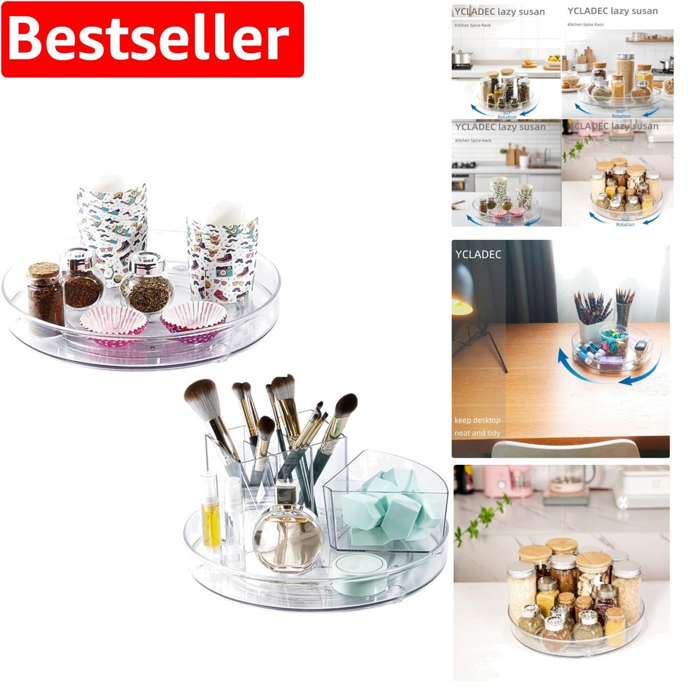 BPA Free 2 Pack Clear Lazy Susan Turntables 9.25 Inch for Easy Access