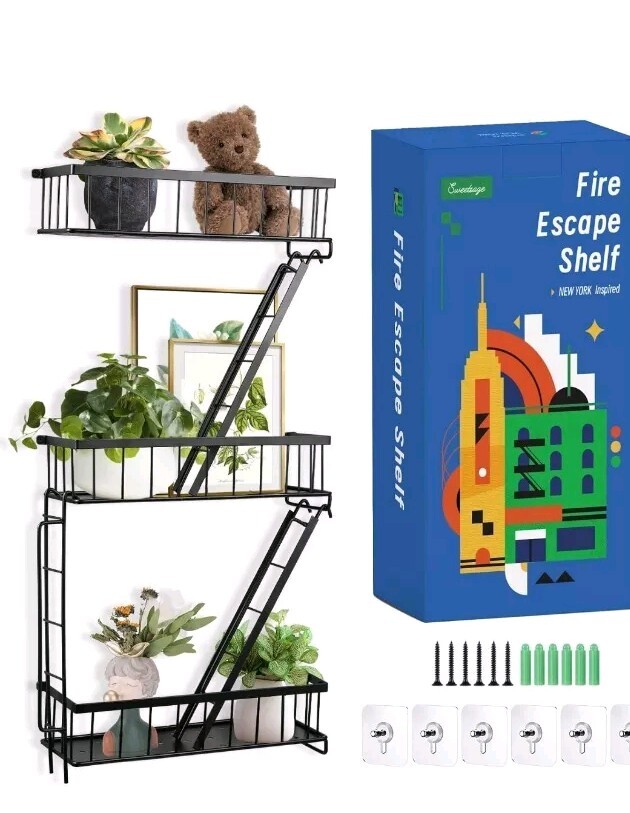 Fire Escape Wall Shelf - New York Decorative Ladder Shelf, Wall Art Floating She