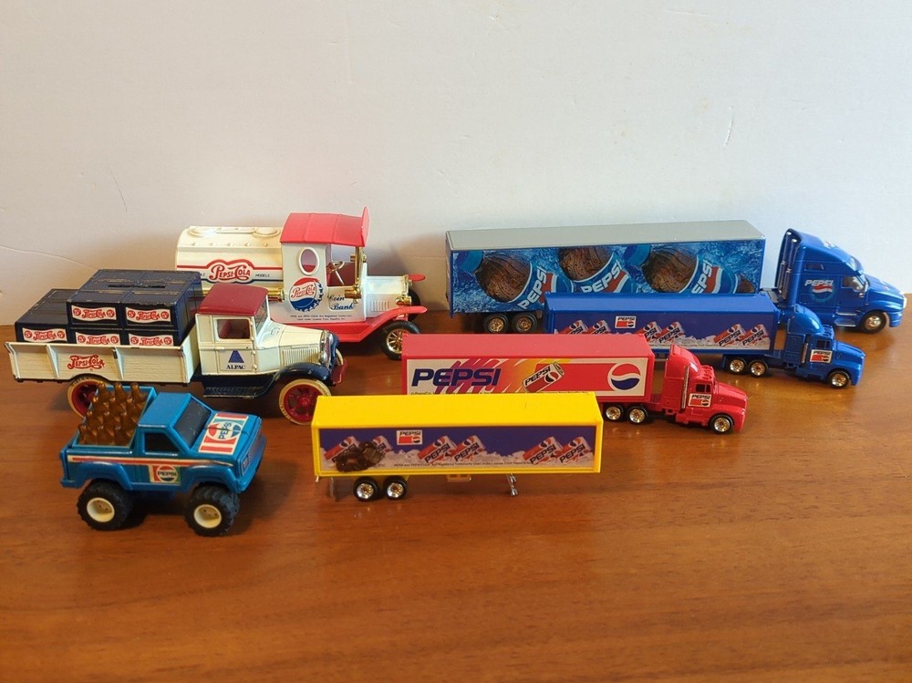 Vintage Pepsi cola diecast semi trucks coin banks Ertl Golden Buddy L