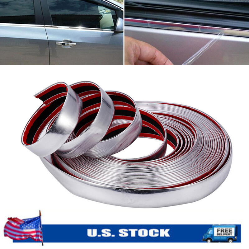 US 3M 20mm Chrome DIY Moulding Trim Strip For Grille Window Door Bumper Trim