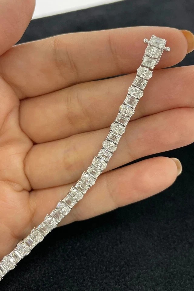 Cyber Monday!🖤Sale Lab Grown Diamond Christmas Tennis Bracelet 18K White Gold-image
