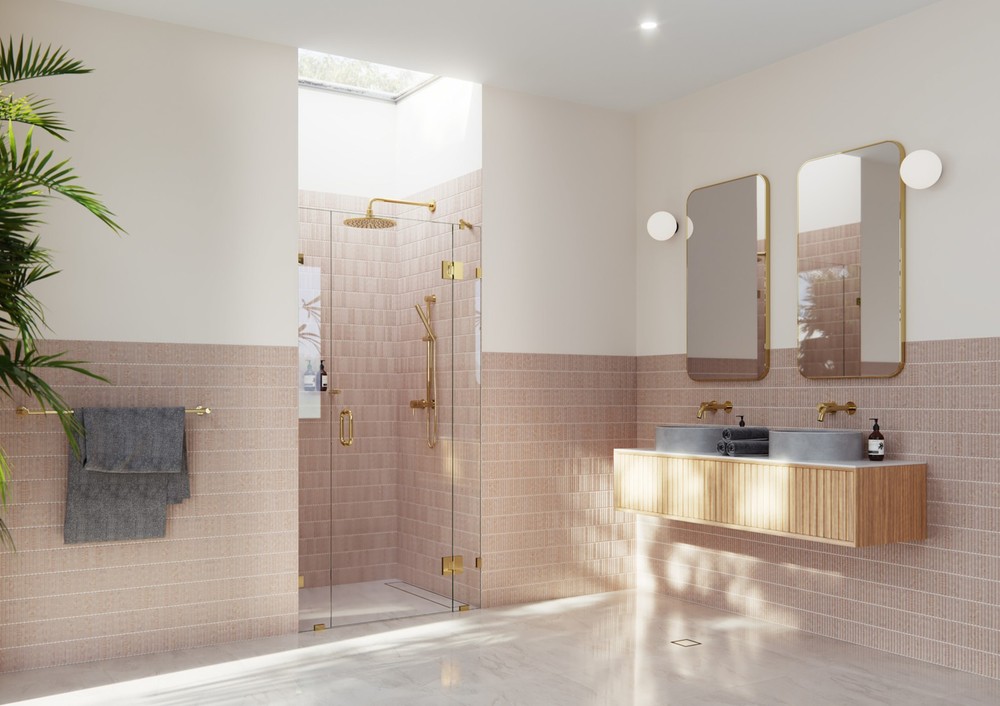 Glass Warehouse GHF-36.25 Stellar 78H x 36.25W Brass Hinged Shower Door