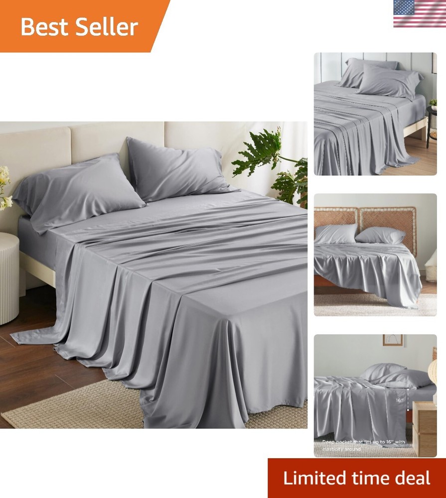 King Size Cooling Bamboo Rayon Sheet Set with Deep Pockets