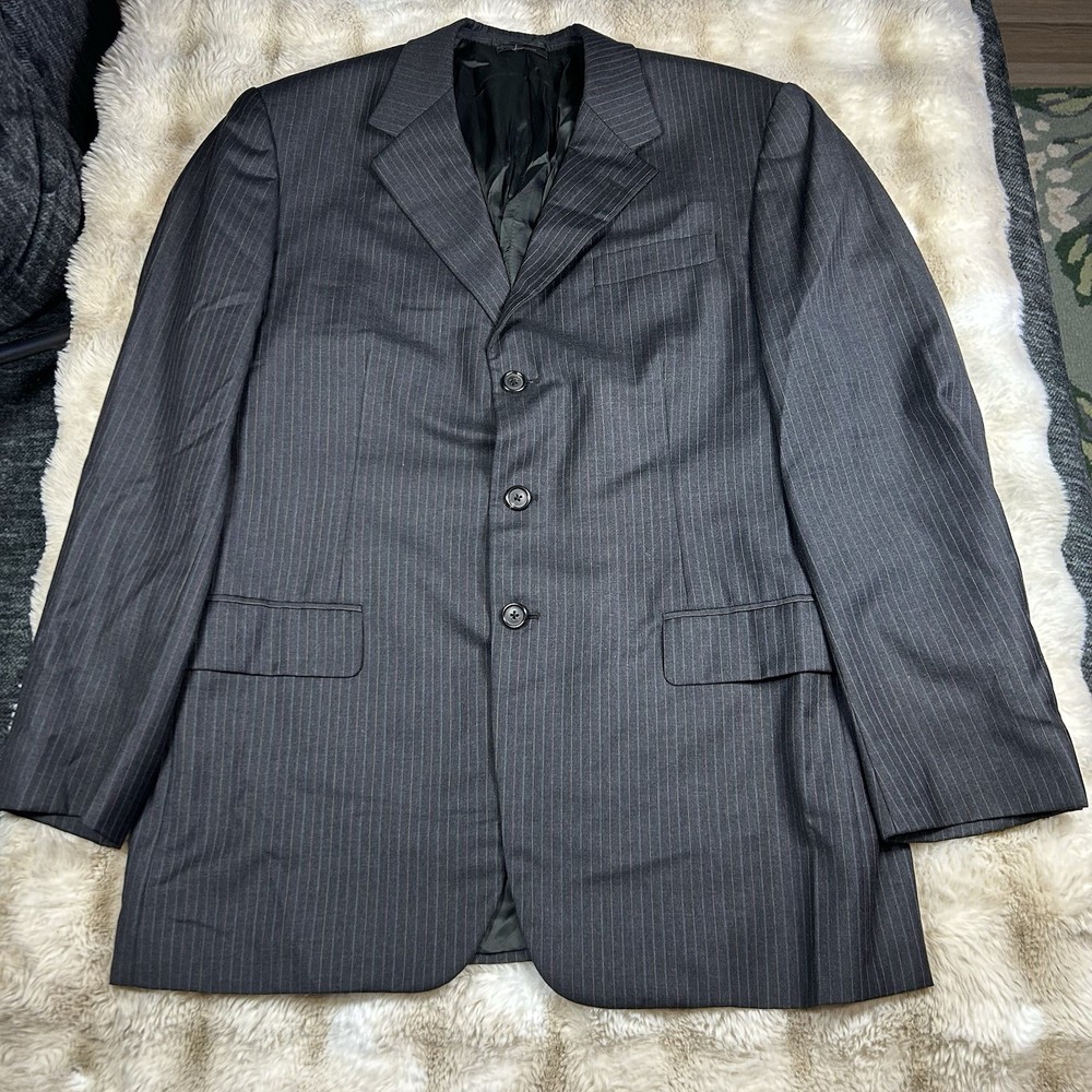 PRADA Milano Made In Italy Mens 52R Black Formal Suit Jacket Blazer Virgin Wool