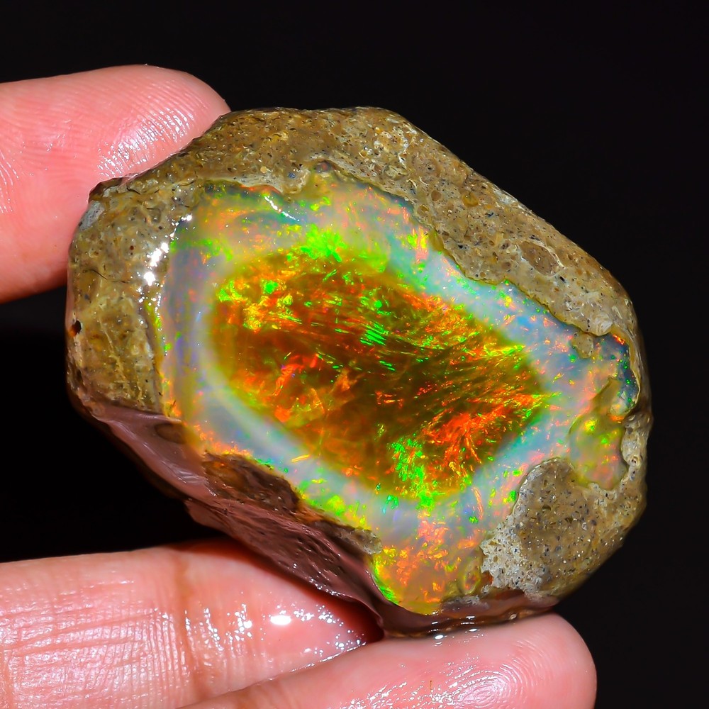 HUGE 125.00 Cts Natural Ethiopian Opal Rough - Multi Fire Welo Opal Raw Crystal