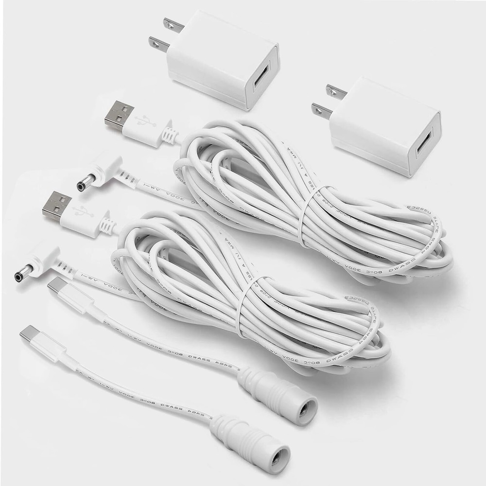 2 Pack Adapter Charger for Ring Stick Up Cam Battery/Plug-in 3rd Gen/2nd & Ri...