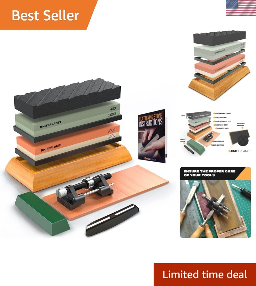 Premium Knife Sharpening Stone Set – 400/1000 and 3000/8000-Grit Professional...