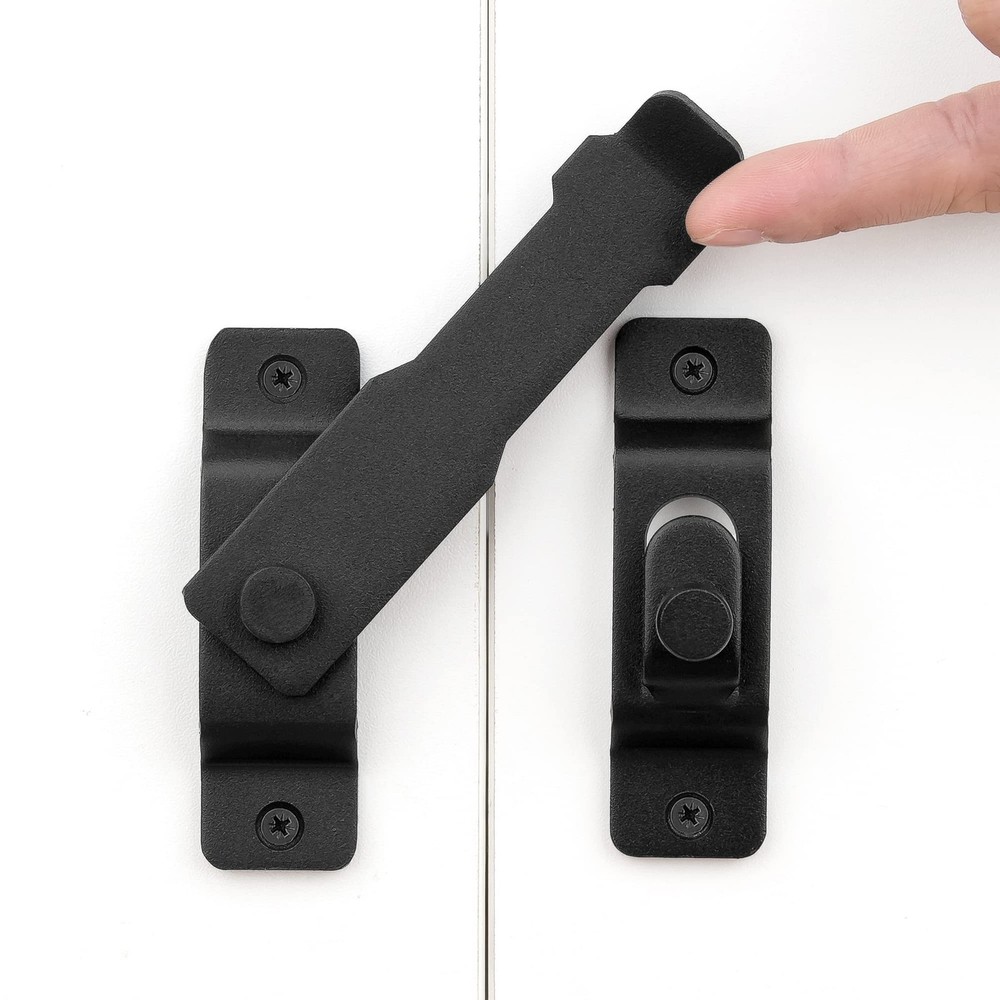 2-Pack Matte Black Barn Door Latches 4.33x3.23 Inch Rustproof Steel Gate Hardware