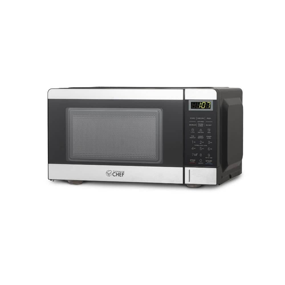 Compact 0.7 Cu. Ft. Stainless Steel & Black Countertop Microwave