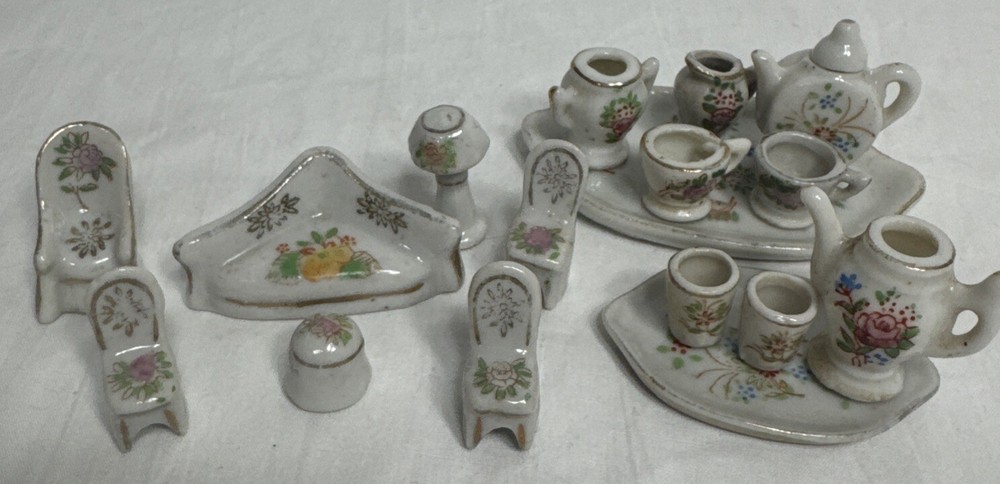 26 Pc Vintage Miniature Furniture Tea Set Bone China Occupied Japan