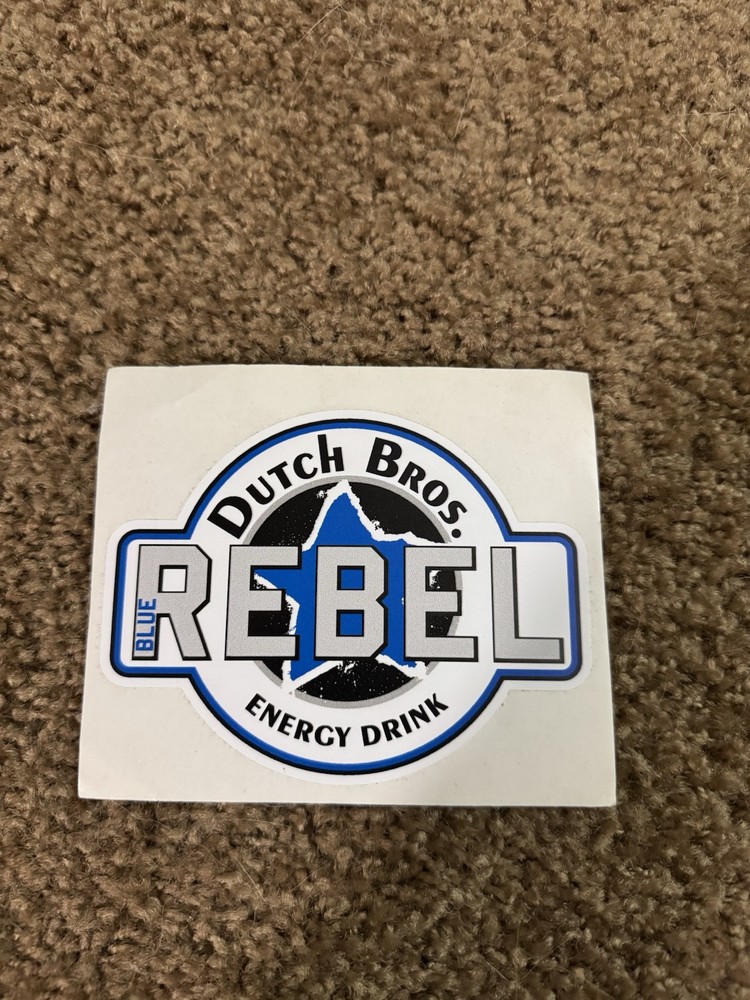 DUTCH Bros STICKER Blue REBEL Energy DRINK Large BLUE Silver OLD Design RARE