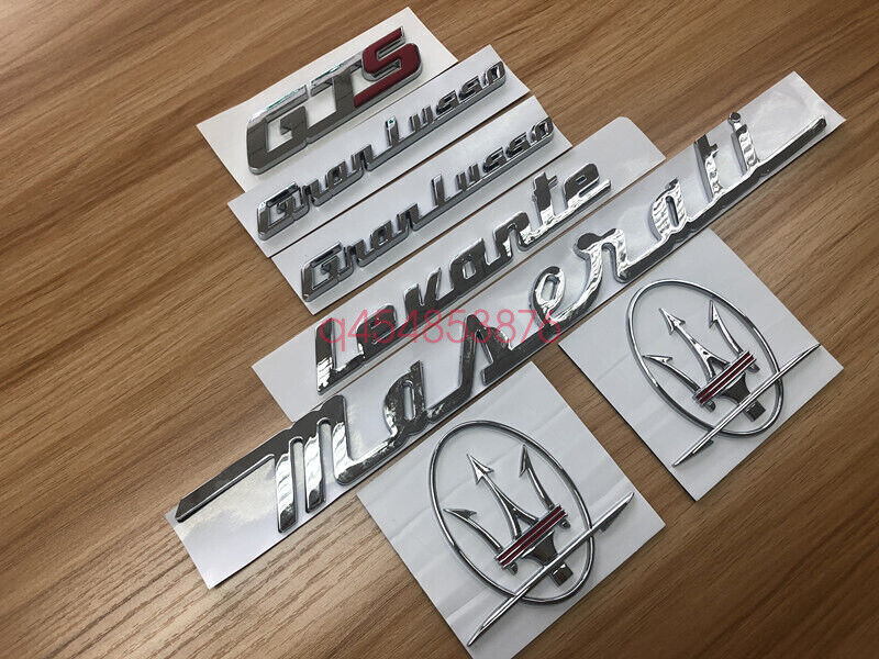 7PC SET Chrome Red Emblem For Maserati Levante Side Trunk Badges Nameplate