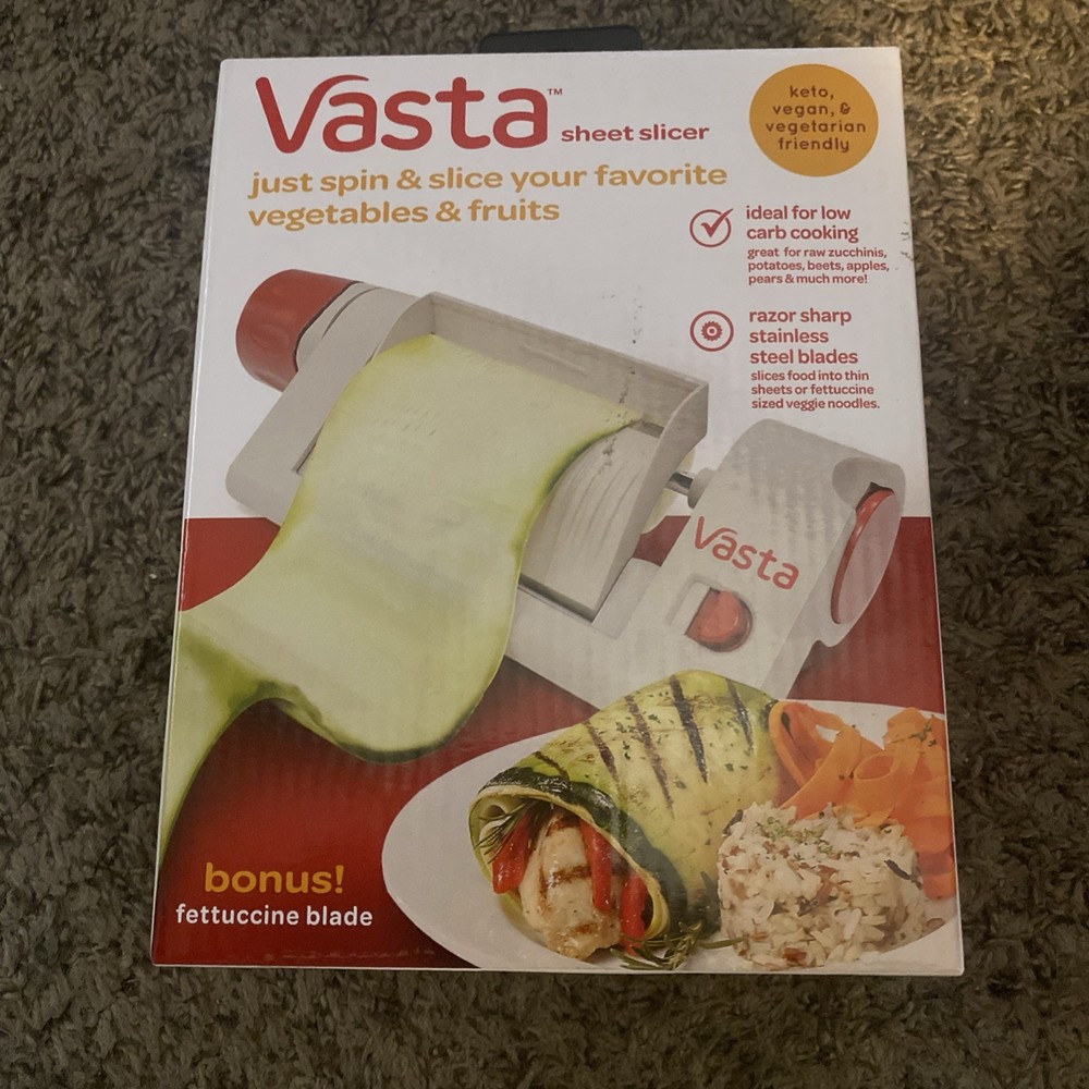 VASTA Vegetables & Fruit Sheet Slicer KETO VEGAN VEGETARIAN Spin and Slice. Gray