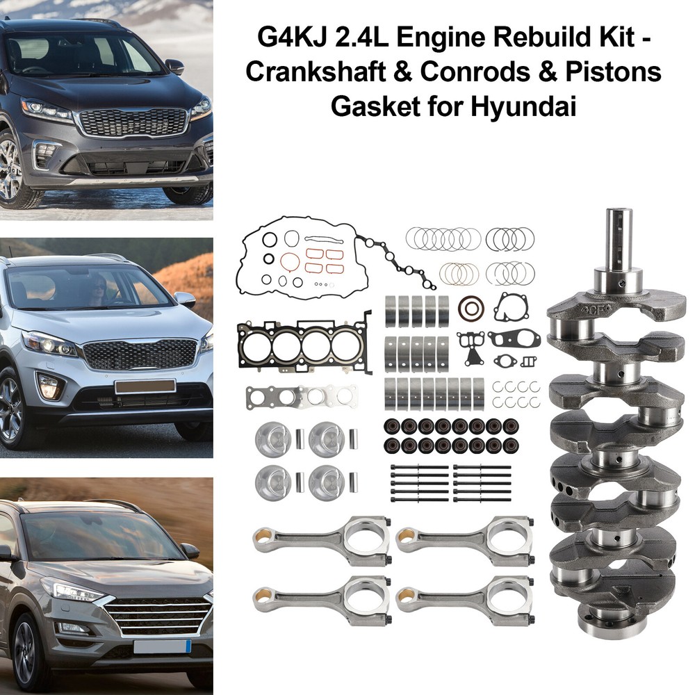 G4KJ 2.4L Engine Rebuild Kit - Crankshaft & Conrods & Pistons Gasket for Hyundai