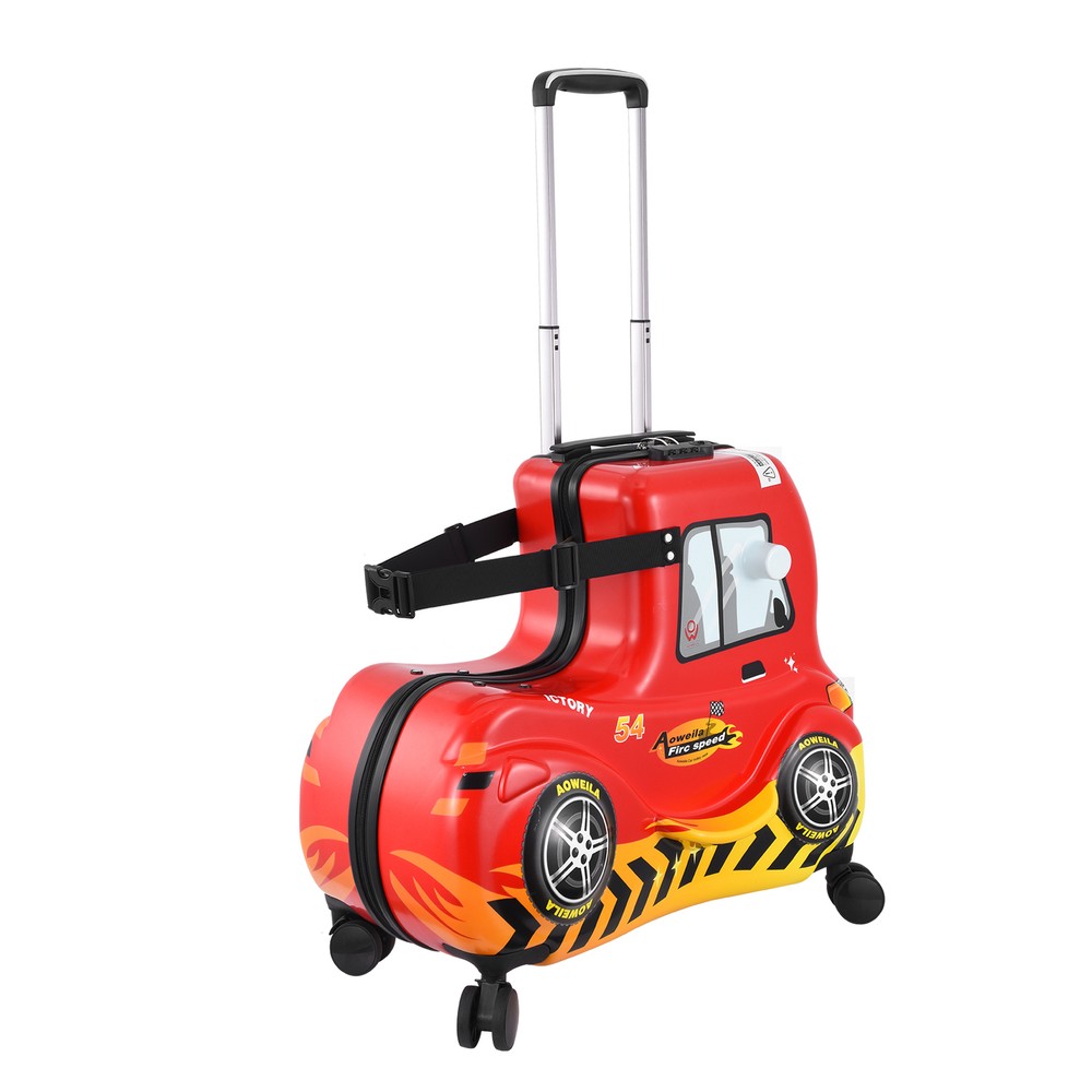 Spinner Luggage Kids Ride-On Roll Suitcase Luggage Bags Wheeled Trolley Red