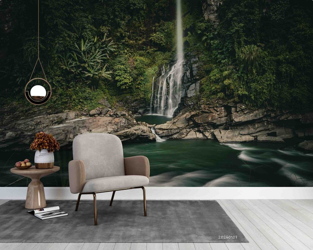 3D Forest Waterfall River Landscape Wall Murals Wallpaper Murals Wall Sticker 7