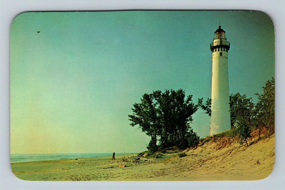 Silver Lake MI-Michigan, Little Cape Sable Lighthouse Vintage Souvenir Postcard